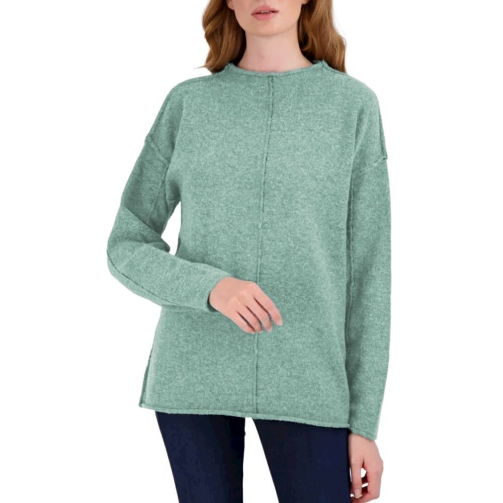 NWT STITCHDROP Funnel Neck Cloud Soft Raw Seam Contrast Stitch Tunic Sweater